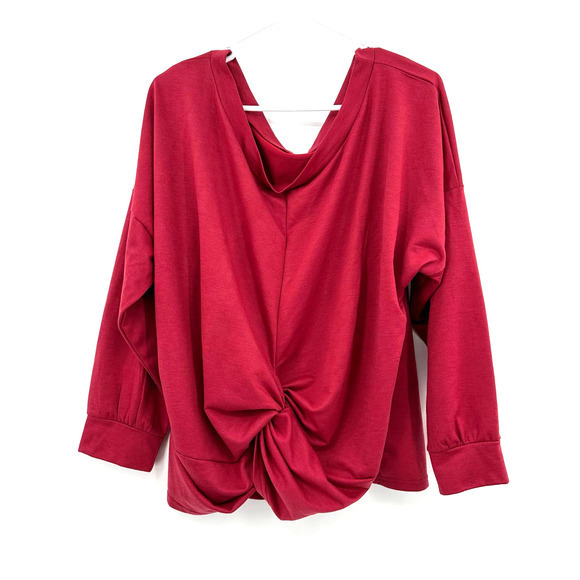 Shein‎ Curve size 2XL red long sleeve top knotted waist red - Picture 1 of 5